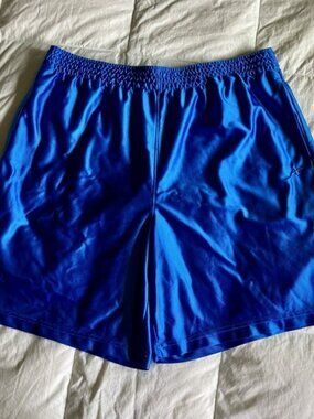 Vtg Y2K Athletech Men's XL Bright Blue Shiny Dazzle Silky Basketball Gym Shorts